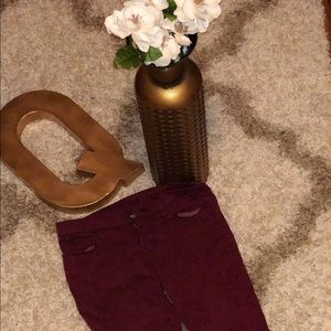 JCPenney brand skinny leg pants, burgundy